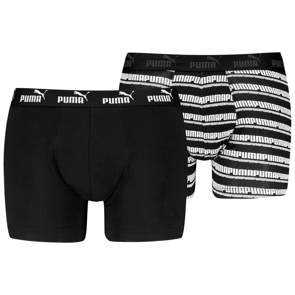 Pánské boxerky Puma Elements Striped Boxers 2P Velikost: M / Barva: černá/bílá