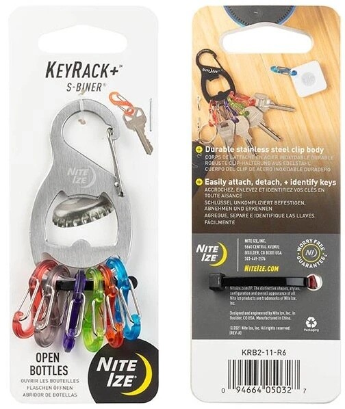 Klíčenka s karabinou Nite Ize® Keyrack + S-Biner Barva: stříbrná