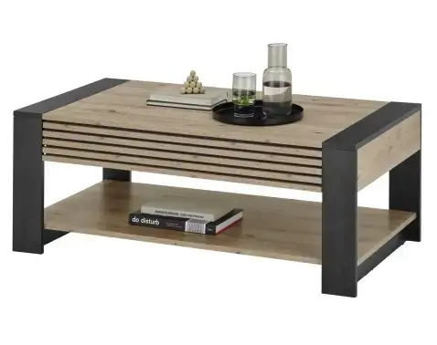 Konferenční stolek se šuplíkem Felipe, dub artisan/černý