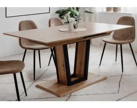 Rozkládací jídelní stůl Laria 160x90 cm, dub artisan/černý