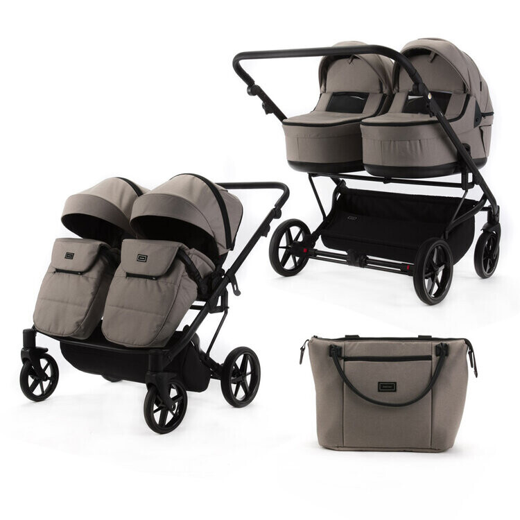 ADAMEX Kočárek dvojčatový Leo Beige