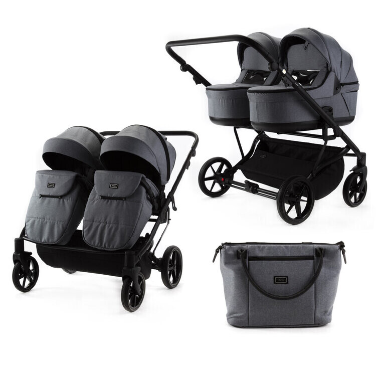 ADAMEX Kočárek dvojčatový Leo Graphite