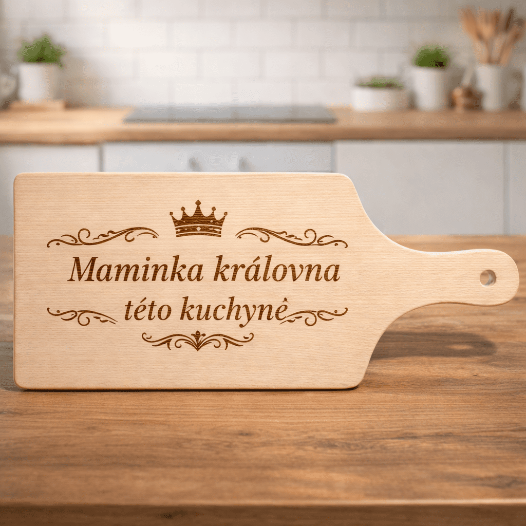 Dřevěné prkénko 14x30 cm - Maminka královna kuchyně