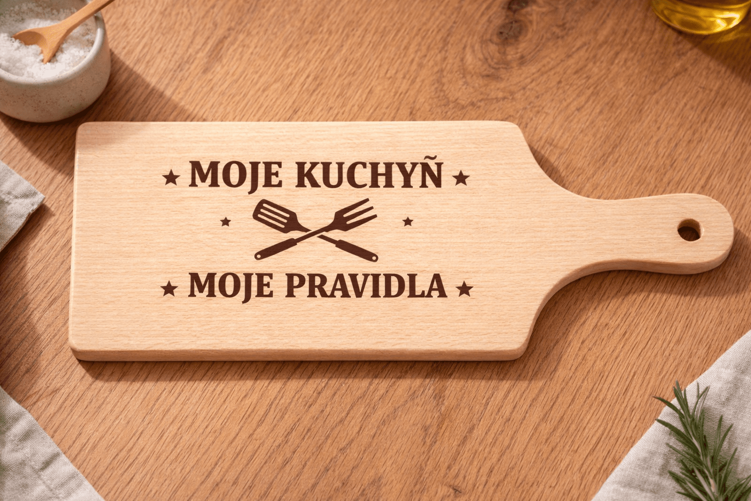 Dřevěné prkénko 14x30 cm - Moje kuchyň Moje pravidla