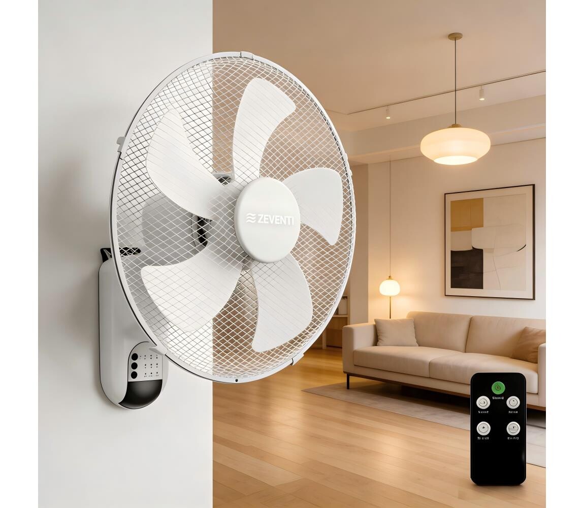 ZE - Nástěnný látor FANNY 45W/230V pr. 41 cm bílá + dálkové ovládání B301013KY