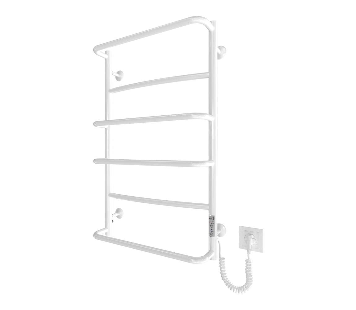 Mario-Radiators Koupelnový žebříkový radiátor LUX 105W/230V 80x53 cm nerez/bílá pravá 2.3.0315.10.WM