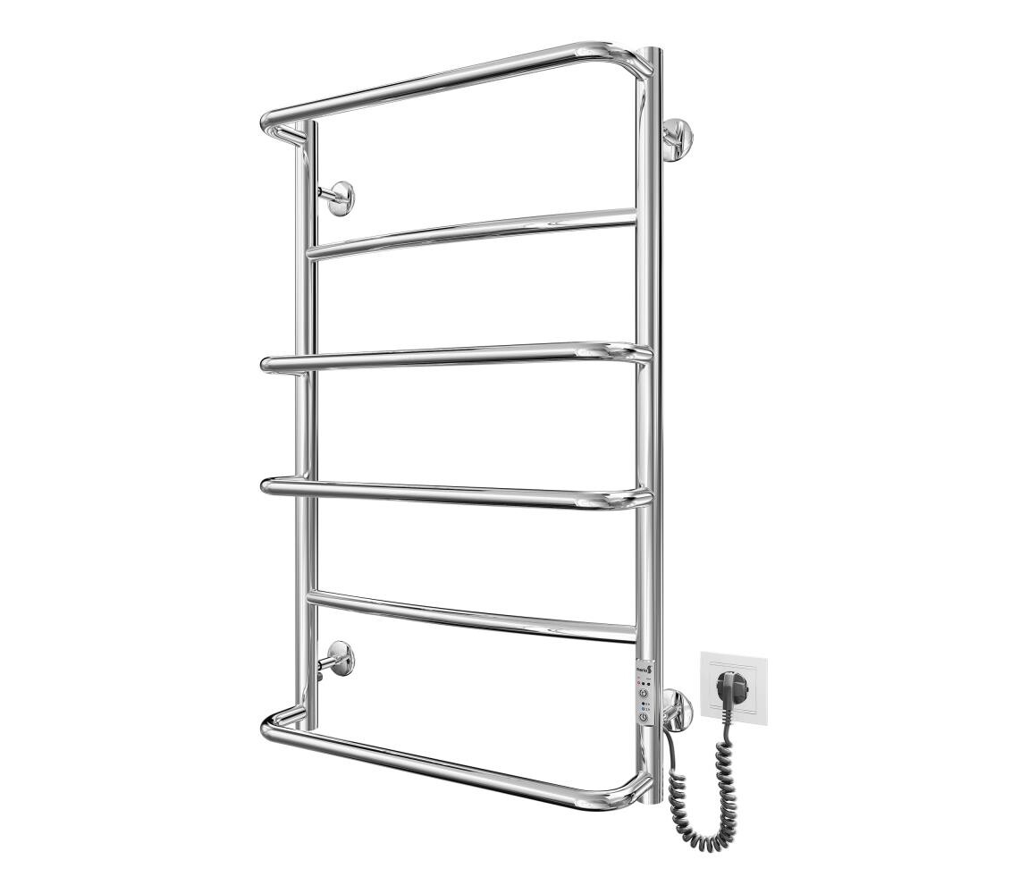 Mario-Radiators Koupelnový žebříkový radiátor LUX 105W/230V 80x53 cm nerez/lesklý chrom pravá 2.3.0315.10.P