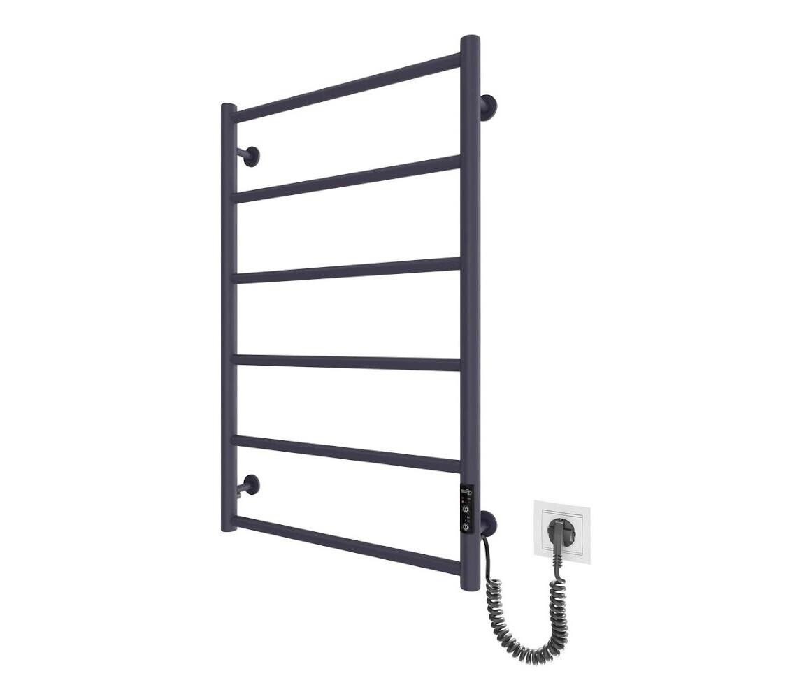 Mario-Radiators Koupelnový žebříkový radiátor CLASSIC 110W/230V 80x53 cm nerez/antracit pravá 2.138.044890.GR