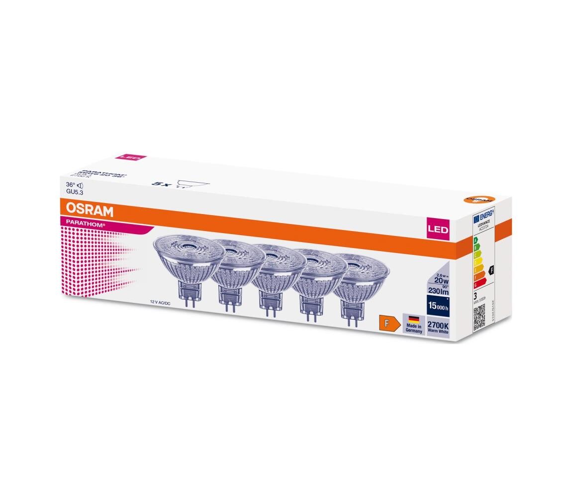 SADA 5x LED Žárovka MR16 GU5,3/2,6W/12V 2700K 36° - Osram 4099854042768