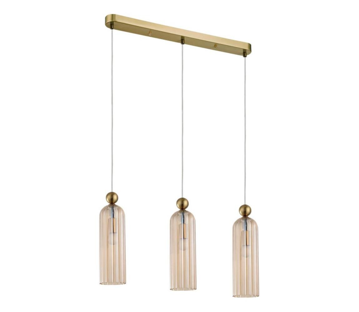 Light Prestige Lustr na lanku PIEGA 3xE14/40W/230V mosaz/kouřová béžová LP-939/3L amber