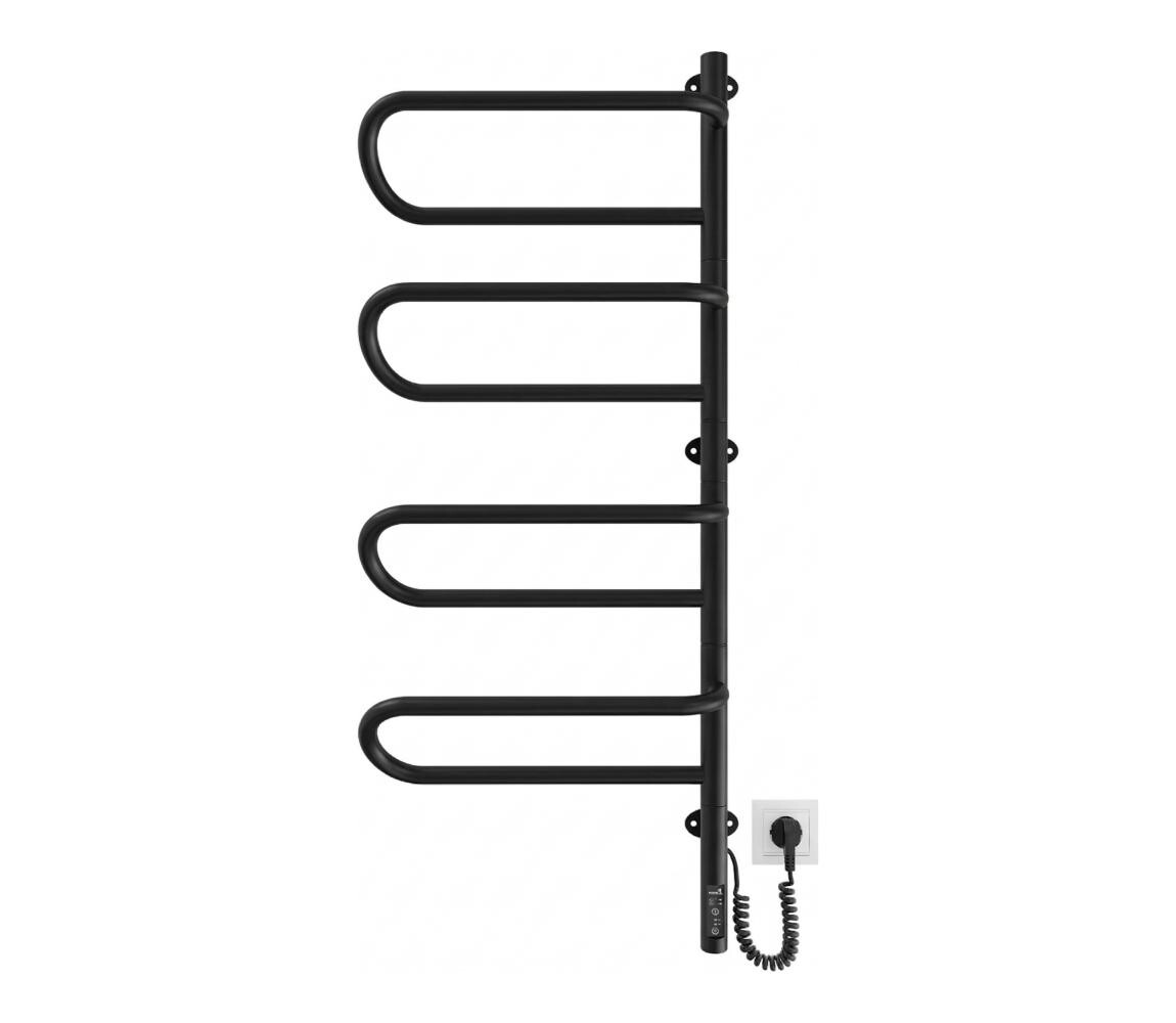 Mario-Radiators Elektr. otočný sušák na ručníky ELECTRA 120W/230V 100x44,5 cm nerez/černá pravá 2.3.1004.11.BM
