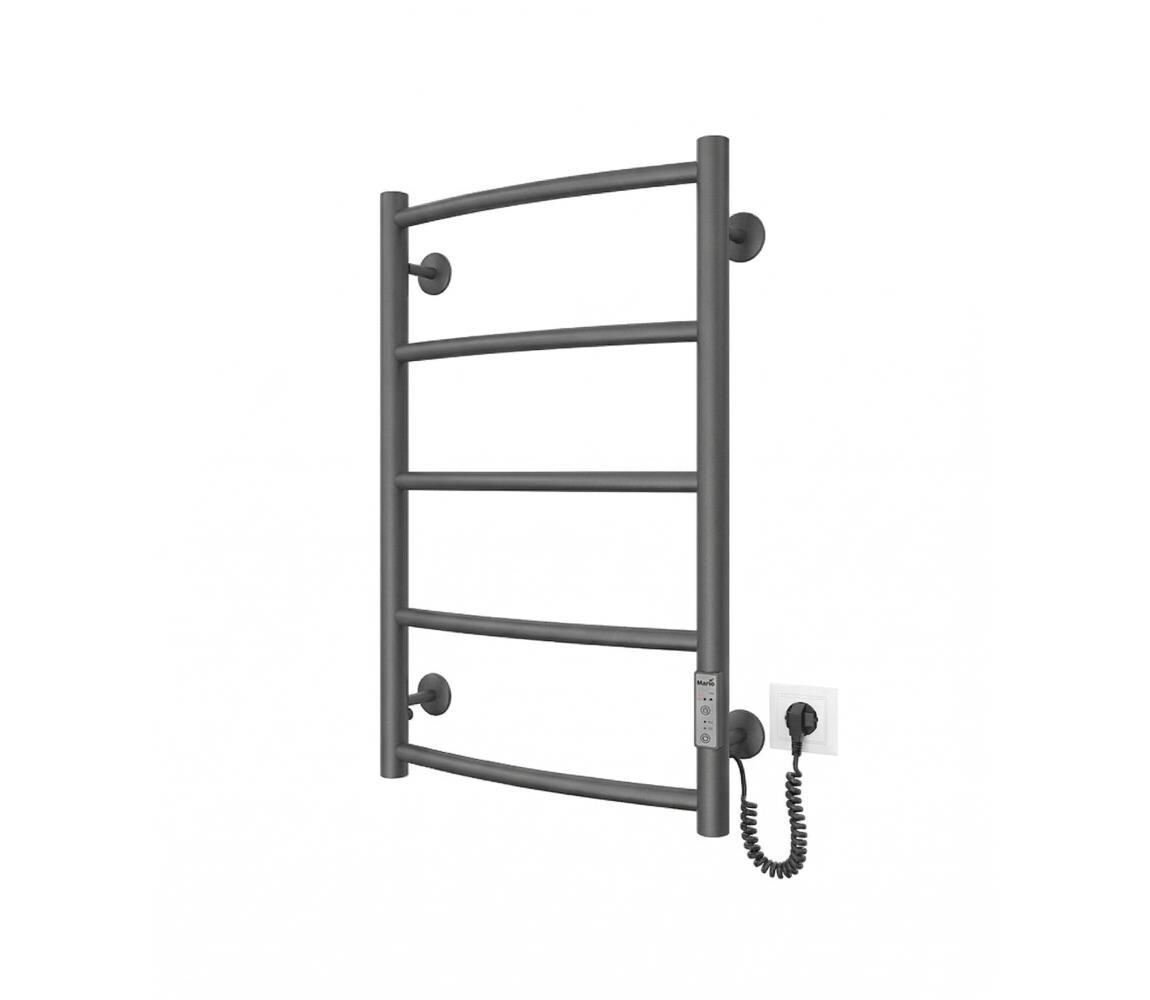 Mario-Radiators Koupelnový žebříkový radiátor CLASSIC 65W/230V 65x43 cm nerez/antracit pravá 2.9.045896.GR