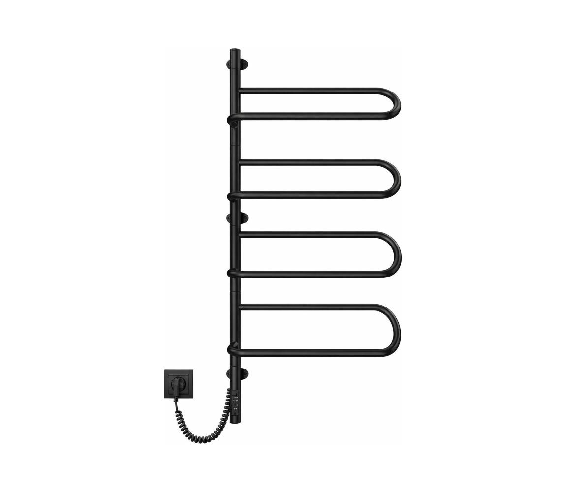 Mario-Radiators Elektr. otočný sušák na ručníky ELECTRA 120W/230V 100x44,5 cm nerez/černá levá 2.3.1005.11.BM