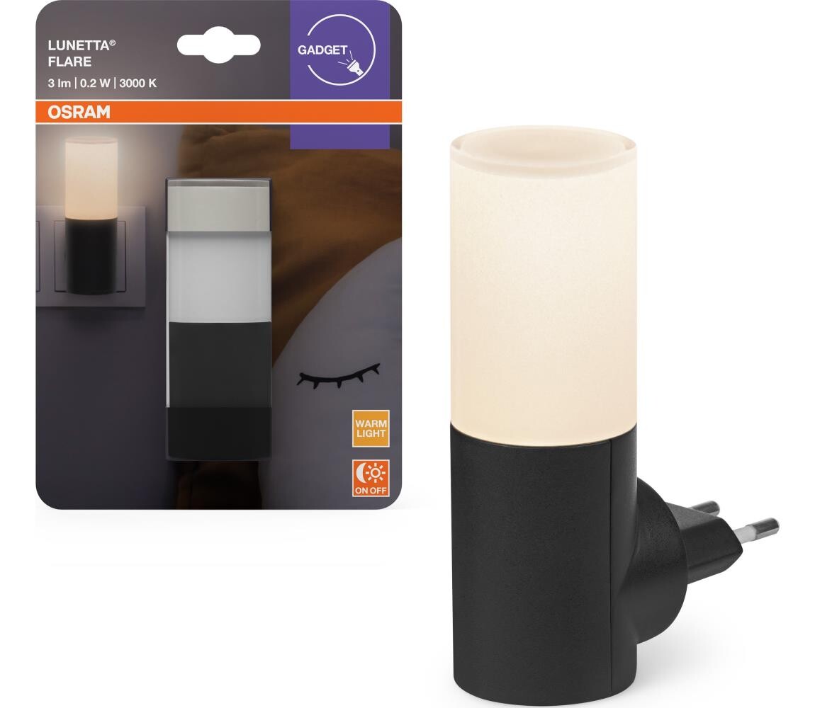 Osram - LED Noční světlo se senzorem soumraku LUNETTA LED/0,2W/230V černá 4099854444418