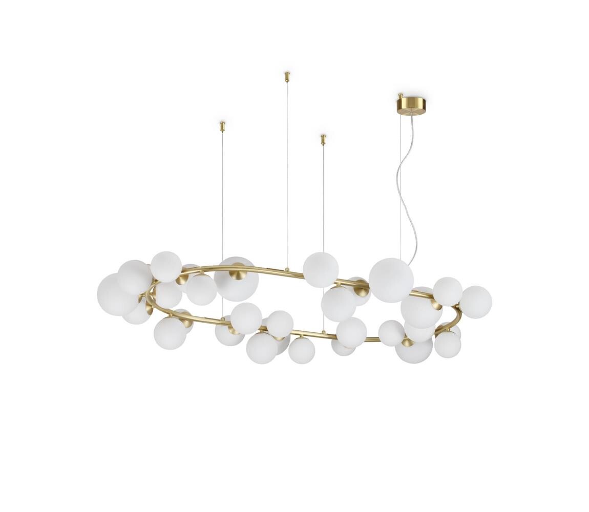 Ideal Lux - LED Lustr na lanku PERLAGE 30xG9/3W/230V 143 cm zlatá/bílá 296746