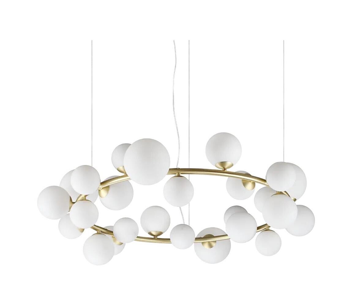 Ideal Lux - LED Lustr na lanku PERLAGE 25xG9/3W/230V 110 cm zlatá/bílá 363370