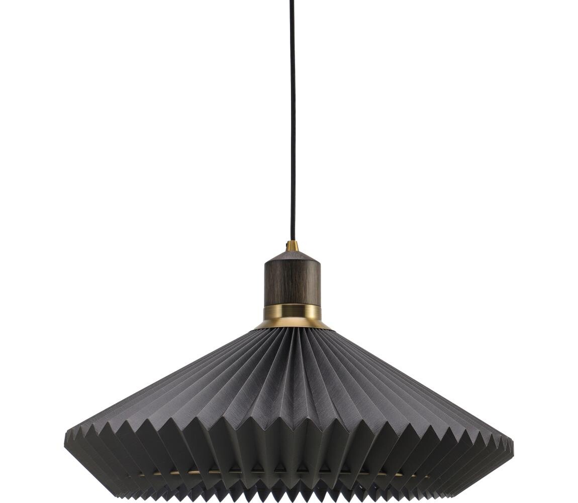 Halo Design 744299-Lustr na lanku PARIS 1xE27/60W/230V pr. 56 cm černá/mosaz/dub 744299