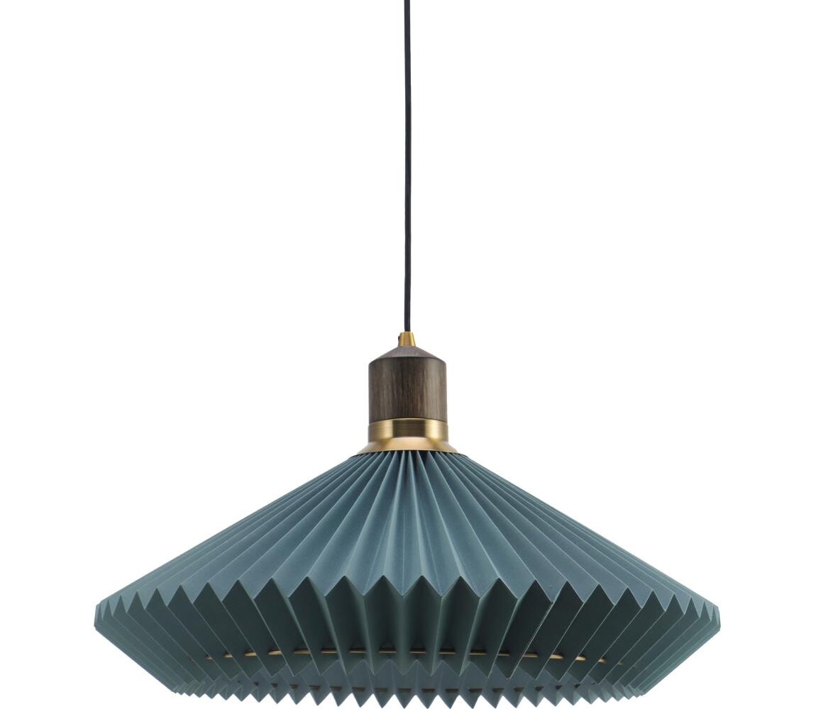 Halo Design 744275-Lustr na lanku PARIS 1xE27/60W/230V pr. 56 cm modrá/mosaz/dub 744275