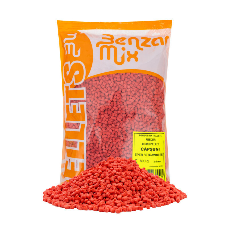 BENZAR MIX - Mikro pelety FEEDER 800g 3,5mm Strawberry