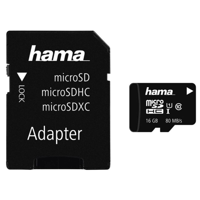 HAMA microSDHC 16 GB Class 10 UHS-I 80 MB/s + Adapter/Mobile
