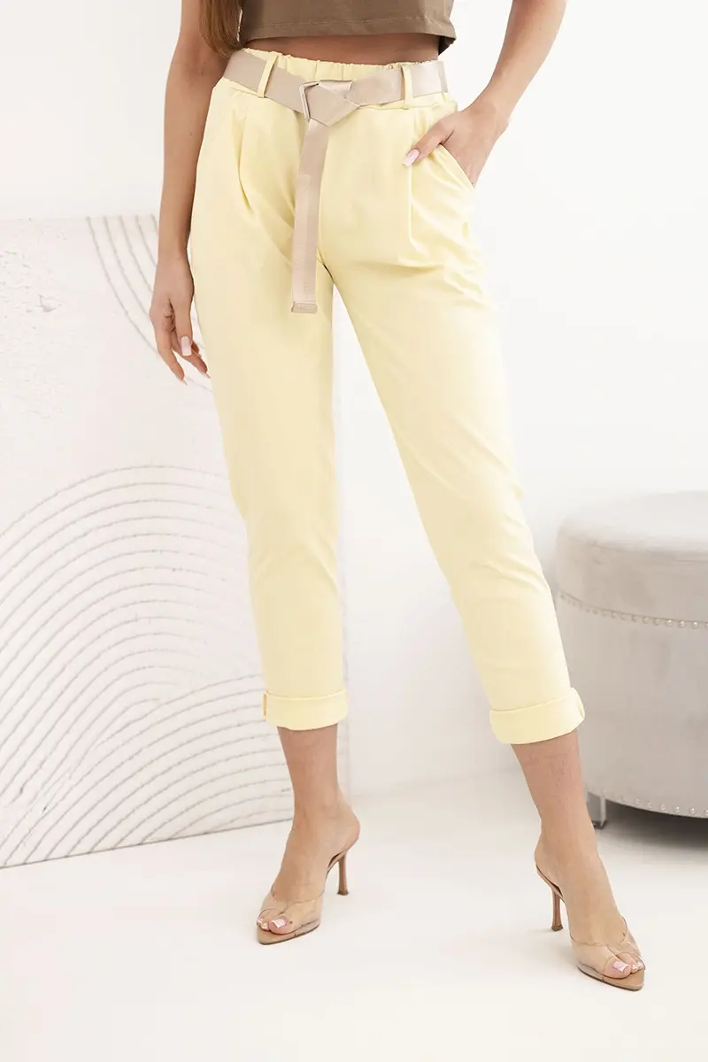 Kesi Włoski Punto kalhoty s páskem žluté