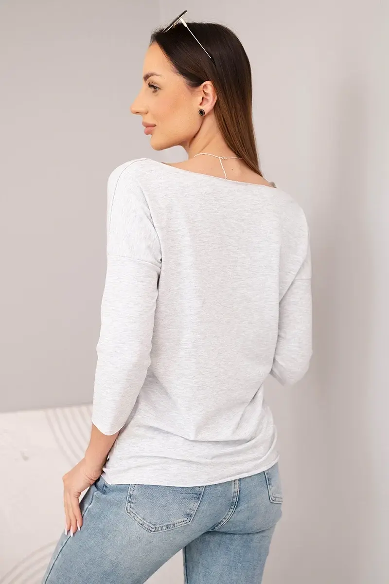 Dámská halenka s lodičkovým výstřihem, světle šedá