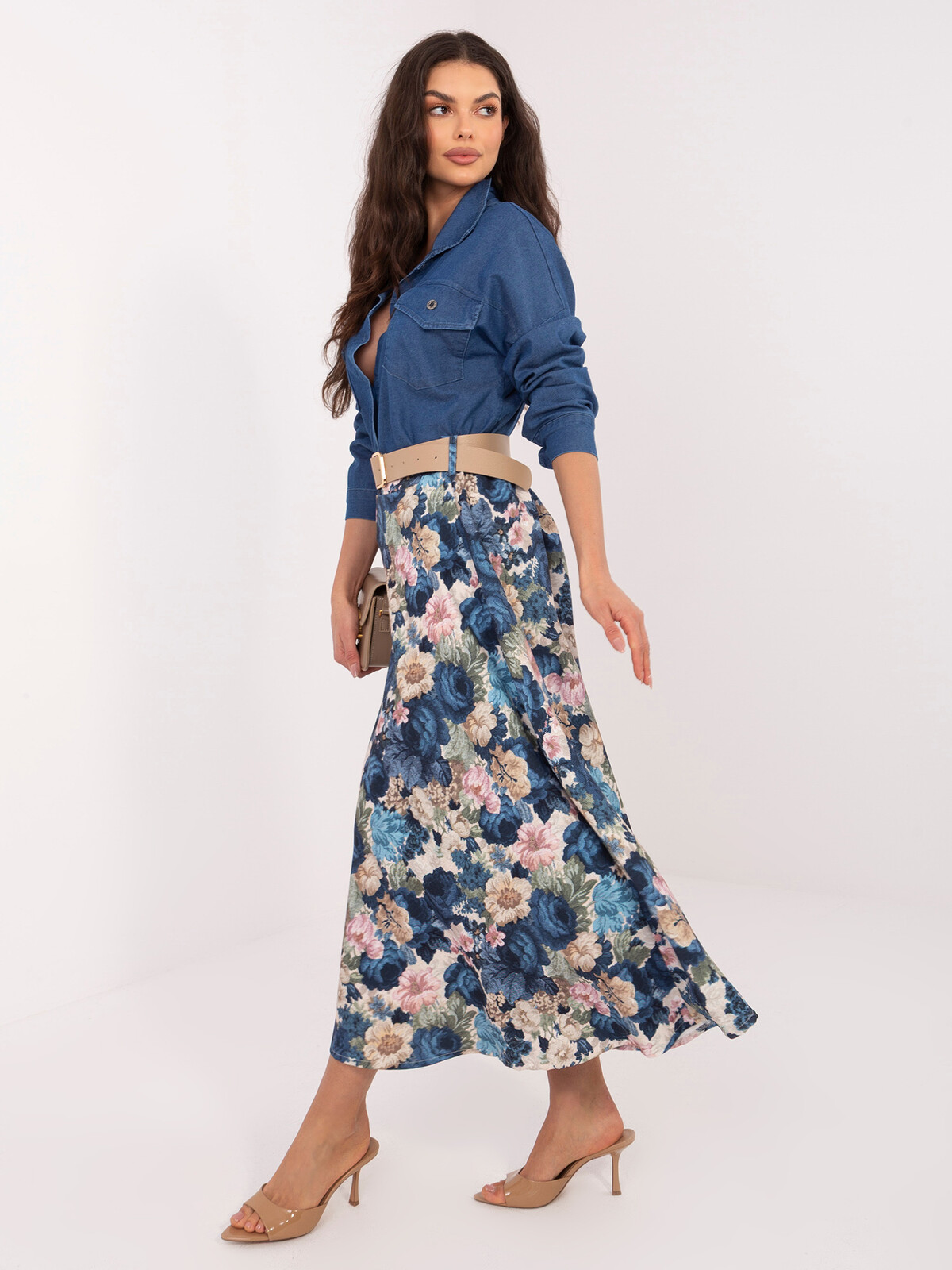 Tmavě modrá midi sukně