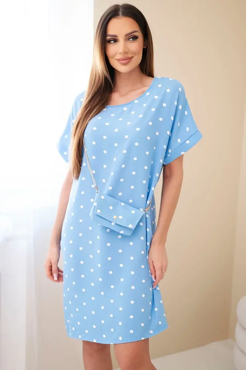Kesi Włoski dámské tečkované šaty s kabelkou