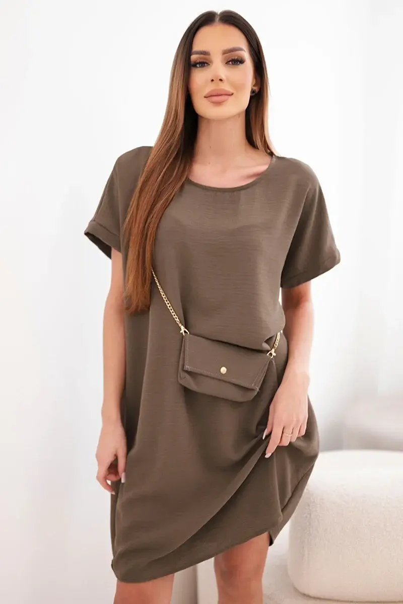 Kesi Włoski dámské šaty s krátkým rukávem a kabelkou