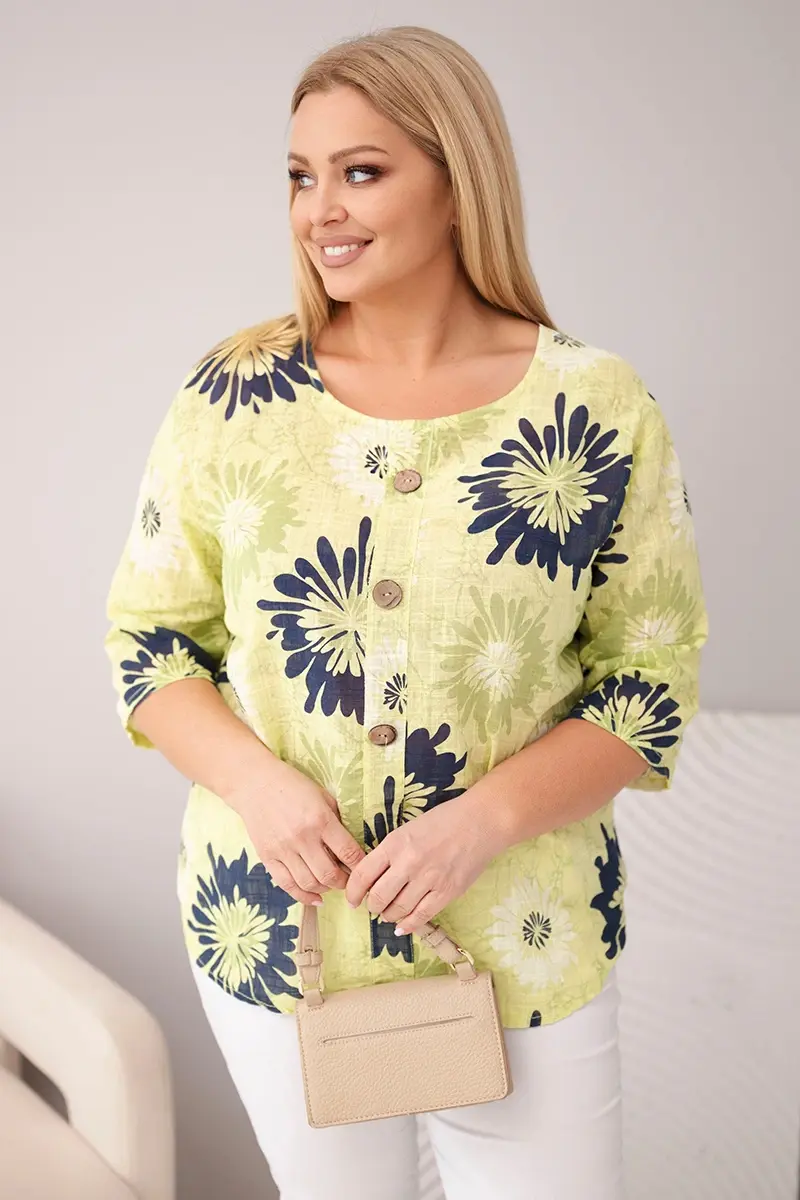 Plus size bavlněná halenka s krátkými rukávy