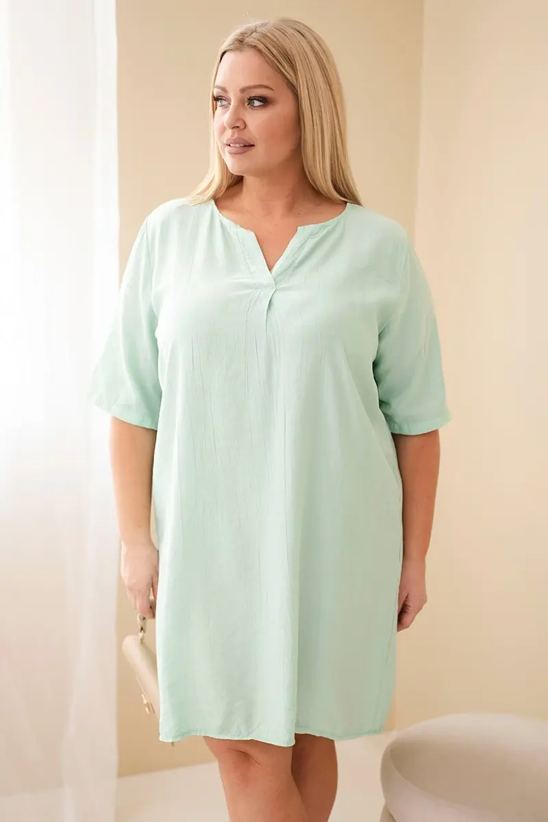 Plus size viskozové šaty Kesi s krátkým rukávem