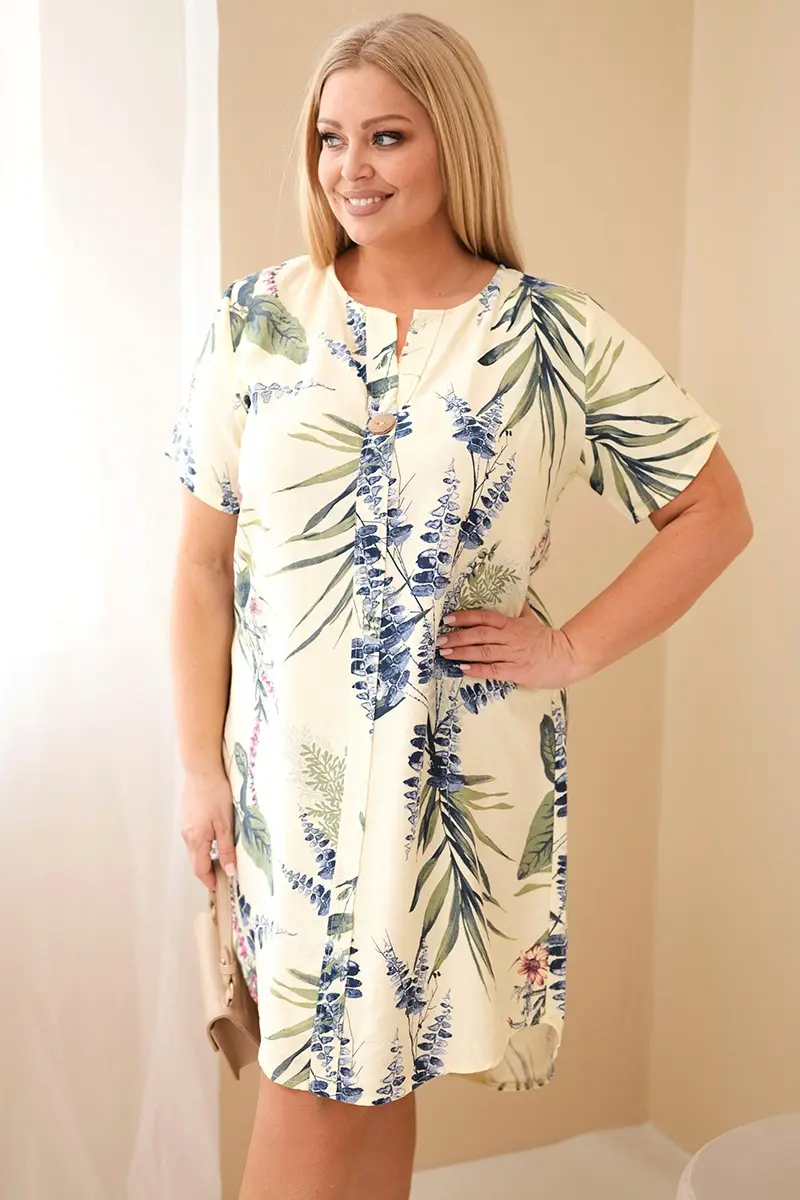 Kesi Włoski žluté plus-size šaty s krátkým rukávem