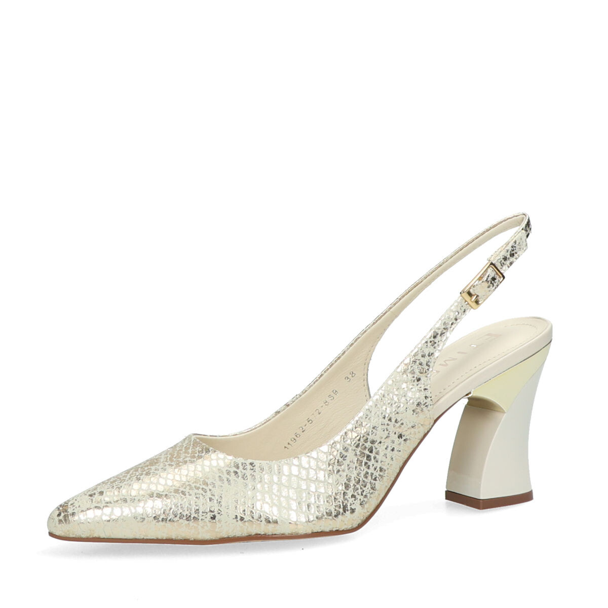 ETIMEĒ dámské kožené lodičky s otevřenou patou - béžovo zlaté - 36