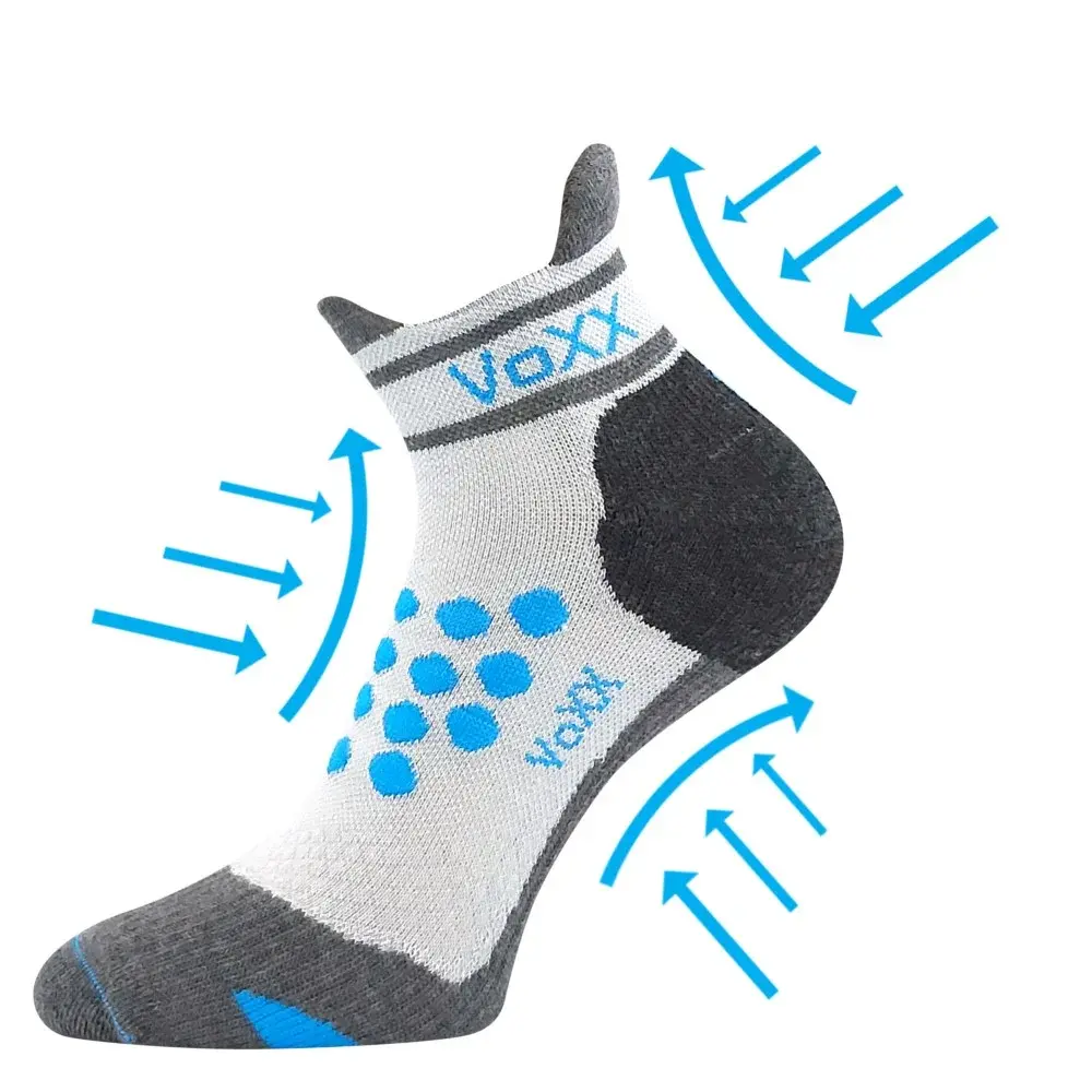 VOXX Ponožky kompresní sportovní SPRINTER nízké s ionty stříbra SVĚTLE ŠEDÉ S TMAVĚ TYRKYSOVOU 35-38 126113