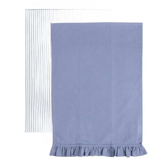 Sada kuchyňských utěrek ANDIE modrá s volánky a pruhy 741029