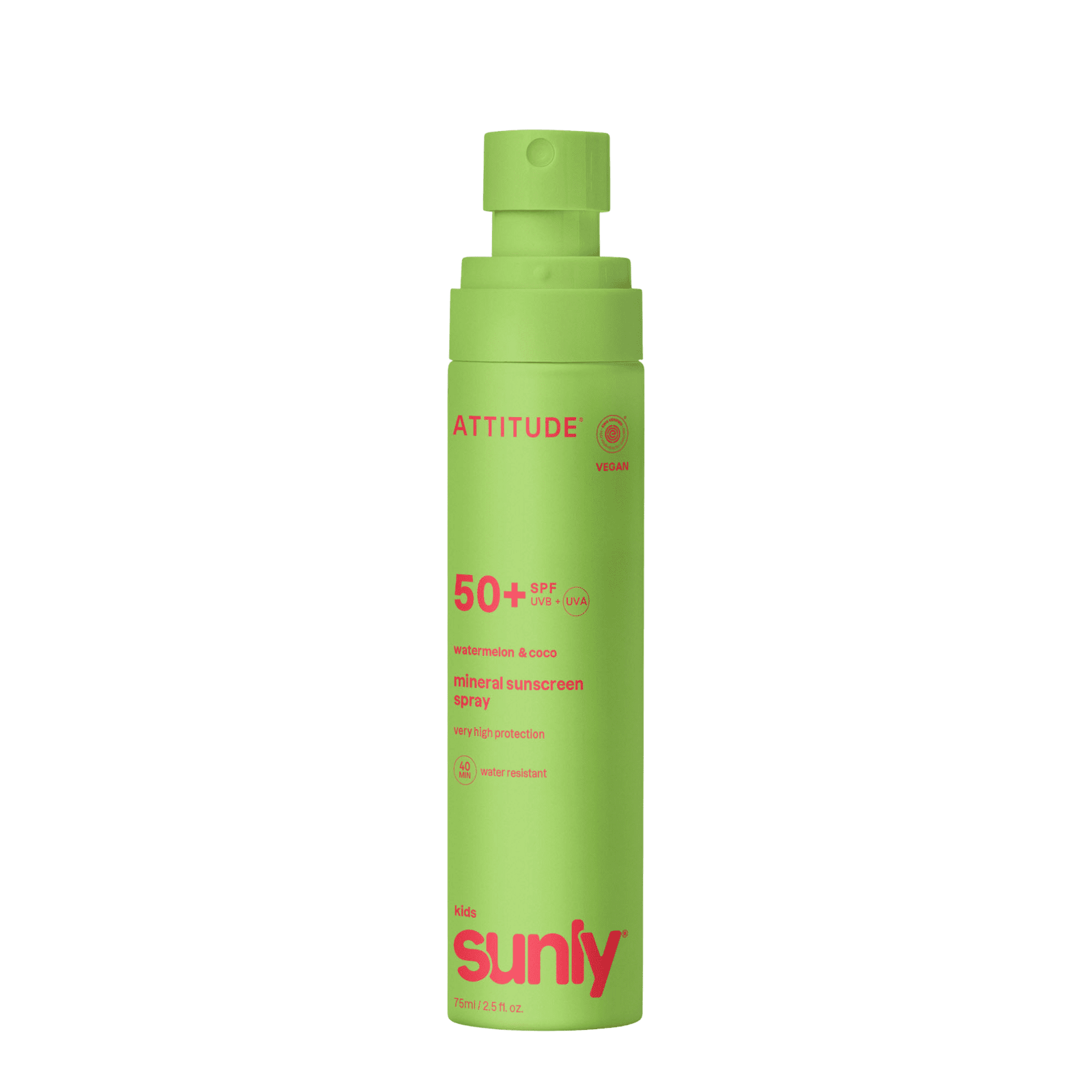 ATTITUDE Dětský minerální opalovací krém ve spreji Sunly SPF 50+ s vůní melounu a kokosu 75 ml