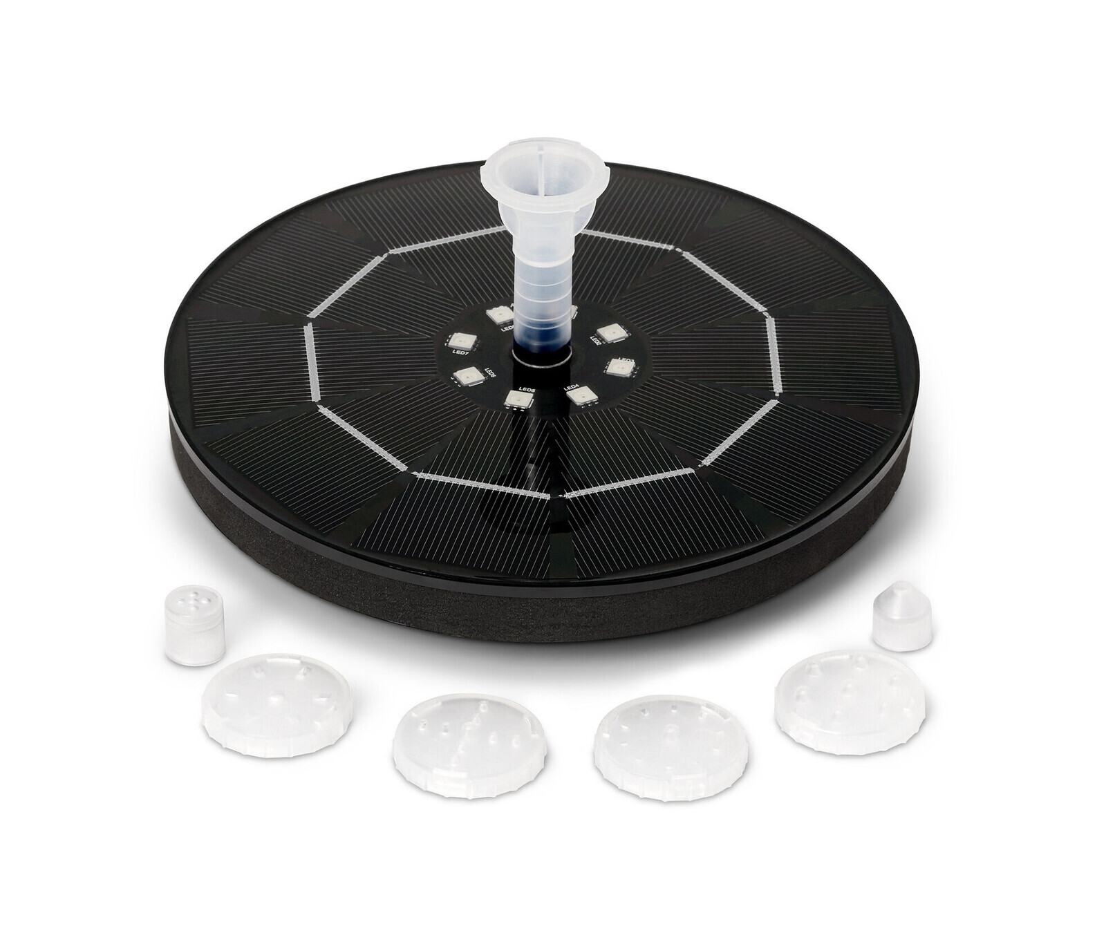 Tchibo - Plovoucí solární fontána s akumulátorem a LED osvětlením - barva: černá