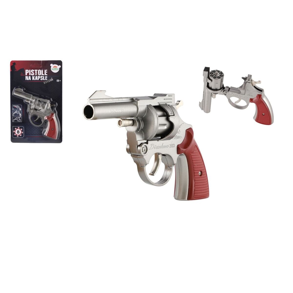 Teddies Revolver/Pistole na kapsle 8 ran kov 18 cm