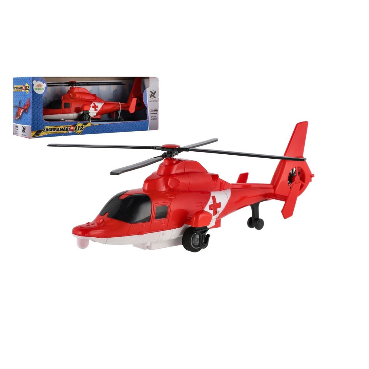 Teddies Vrtulník/Helikoptéra záchranné služby plast 22 cm na zpětné natažení