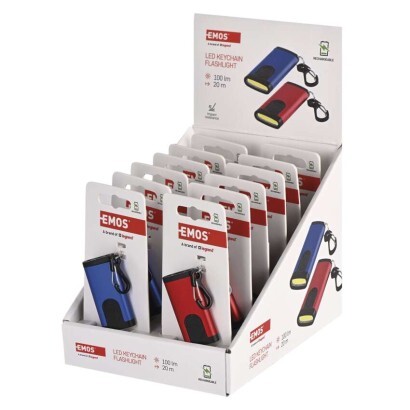 Nabíjecí mini LED svítilna – přívěšek, 100 lm, 12 ks, display box