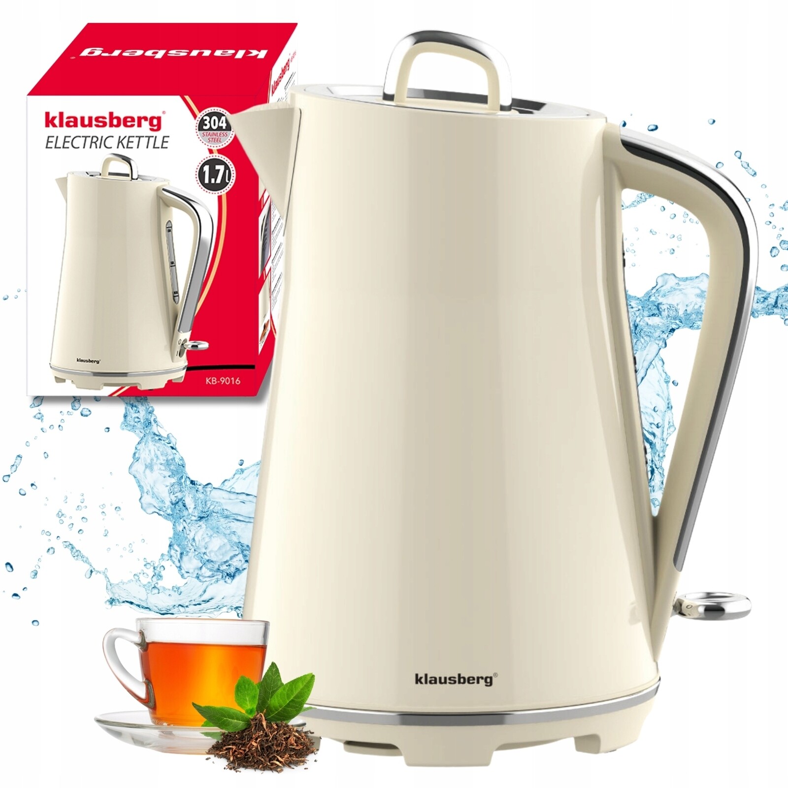 Elektrická varná konvice Klausberg KB-9016 1.7L nerezová ocel 304 Krémová