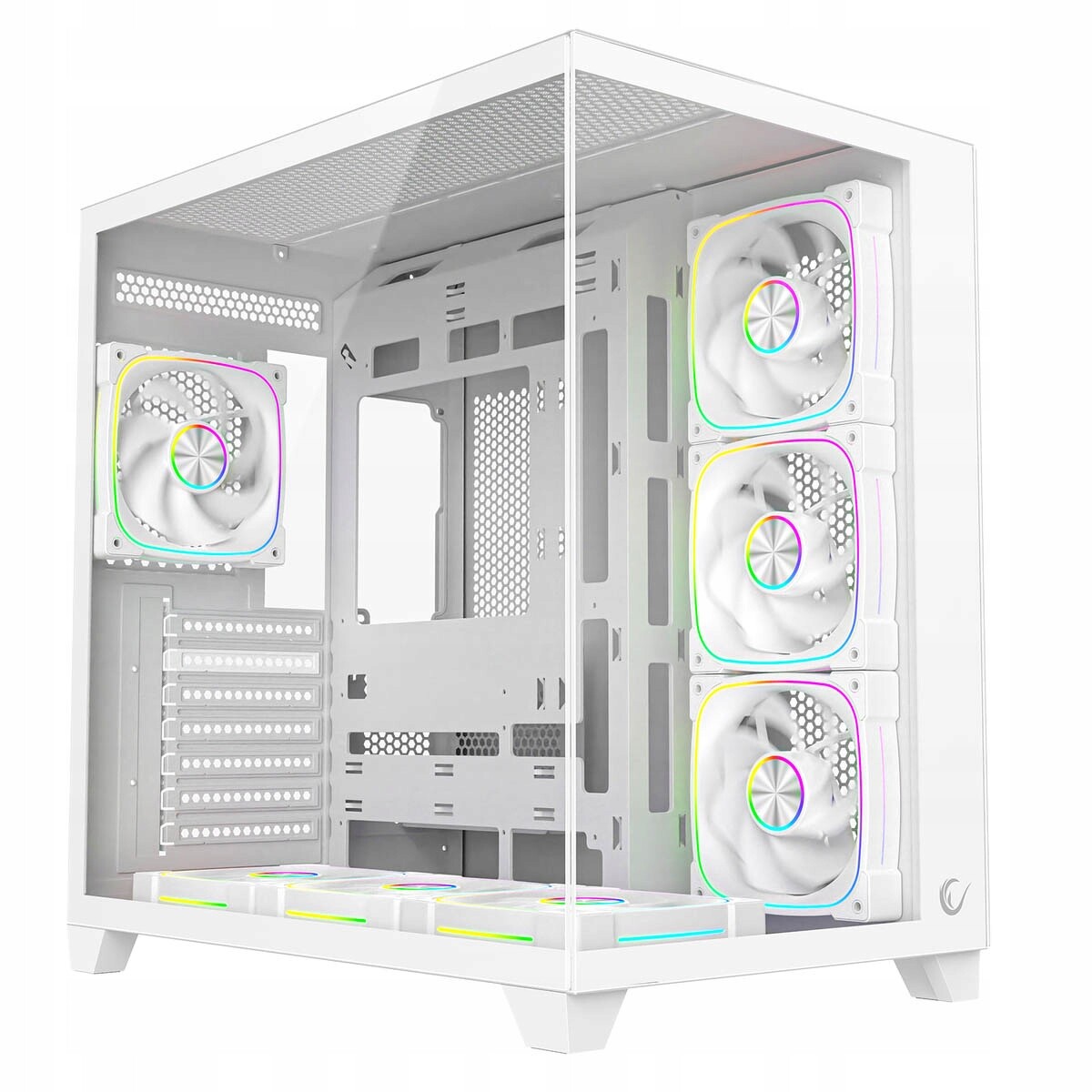 Rampage Počítačová Skříň Pc s tvrzeným sklem Sealite 7x ventilátor Argb Pwm Bílá