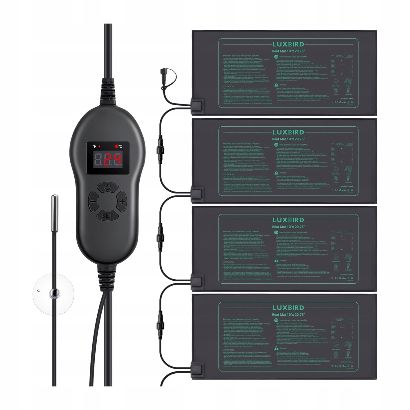 4x Vyhřívací Podložka s termostatem a regulátorem 52x25 cm pro rostliny v teráriu