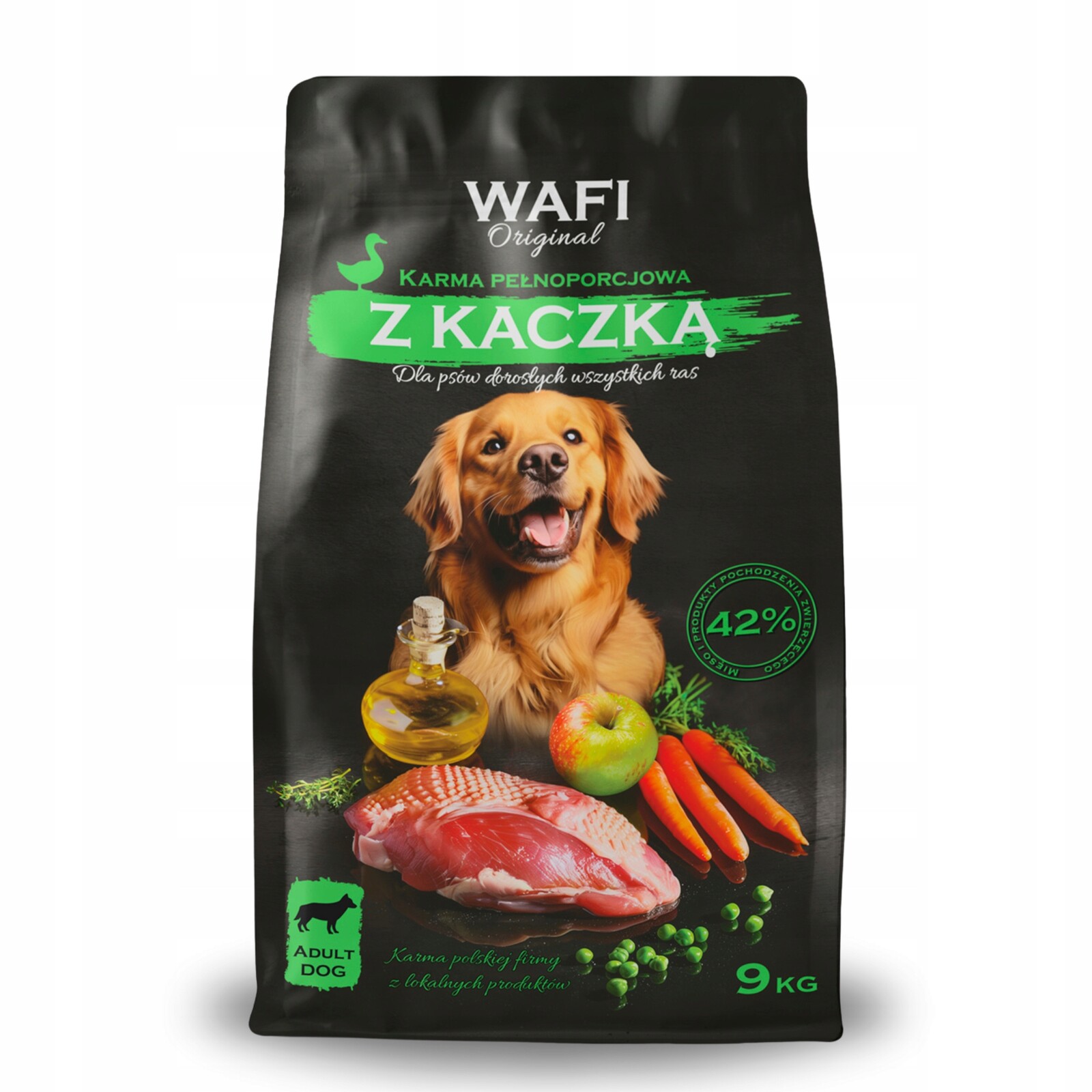 Wafi Suché Krmivo Pro Psy S Kachnou 42% Masa 9KG Polský Výrobek