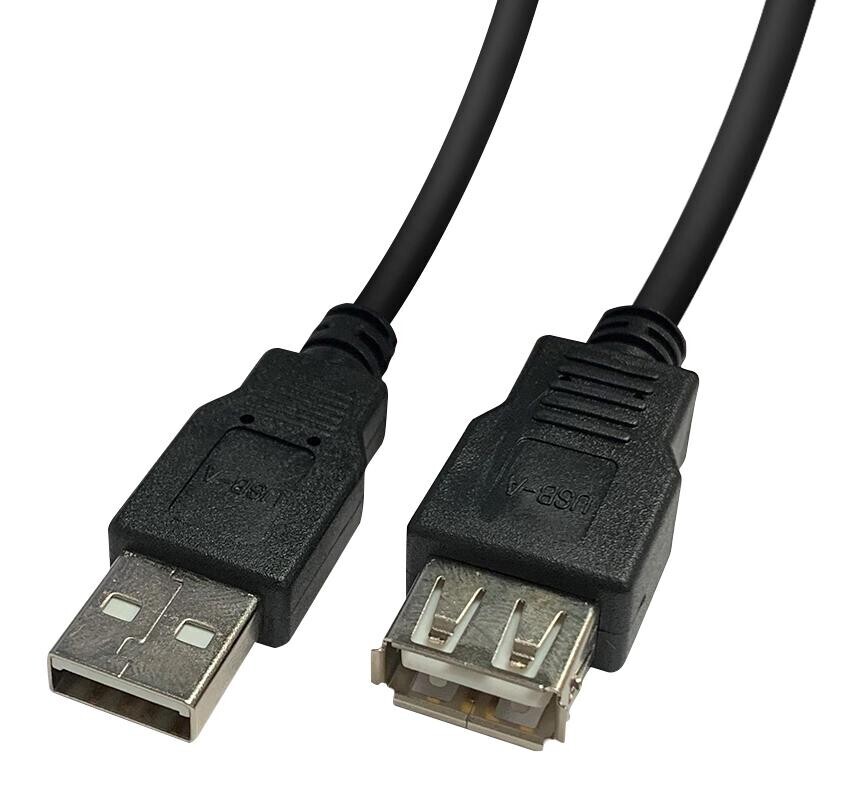 Videk 2490Bk Usb Cable, 2.0 Type A Plug-Rcpt, 2M, Blk