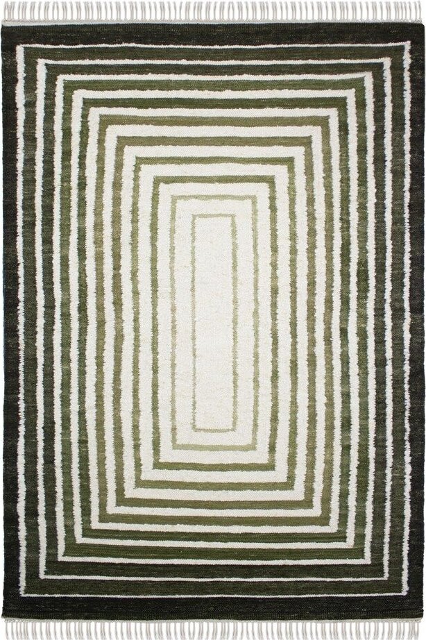 Zelený ručně tkaný koberec s příměsí vlny 140x200 cm Boucle Frame – Flair Rugs