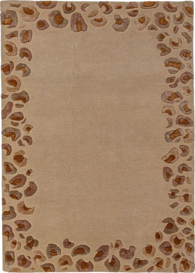 Ručně tkaný koberec s příměsí vlny v přírodní barvě 140x200 cm Leopard Frame – Flair Rugs