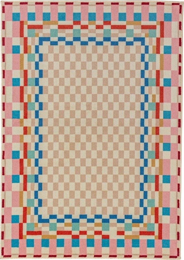Koberec s příměsí vlny 140x200 cm Checkered Border – Flair Rugs