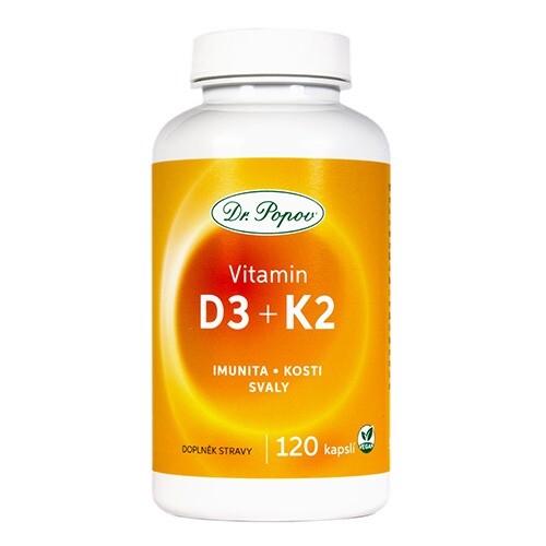 Vitamin D3 + K2, 120 kapslí Dr. Popov