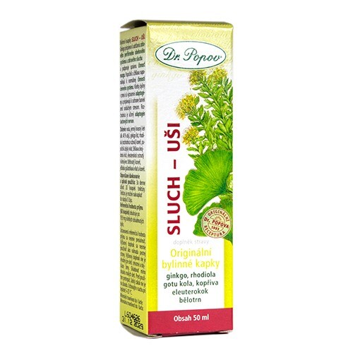 Sluch-uši, originální bylinné kapky, 50 ml Dr. Popov